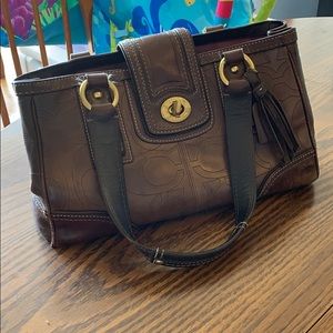 Brown Leather Hampton COACH bag